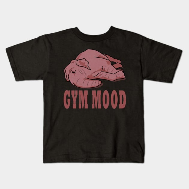 Pink elephant thinking about going to the gym Kids T-Shirt by Nosa rez